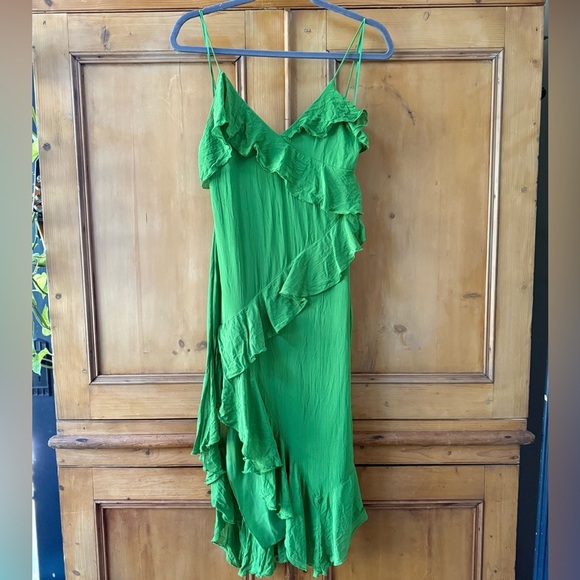 Mango Green ruffled Asymmetrical Dress - Picture 8 of 10